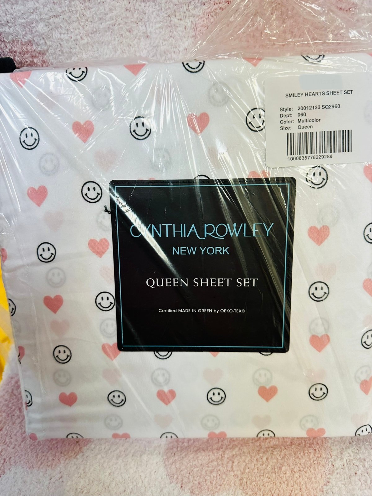 Cynthia Rowley Smiley Faces Hearts Queen Sheet Set