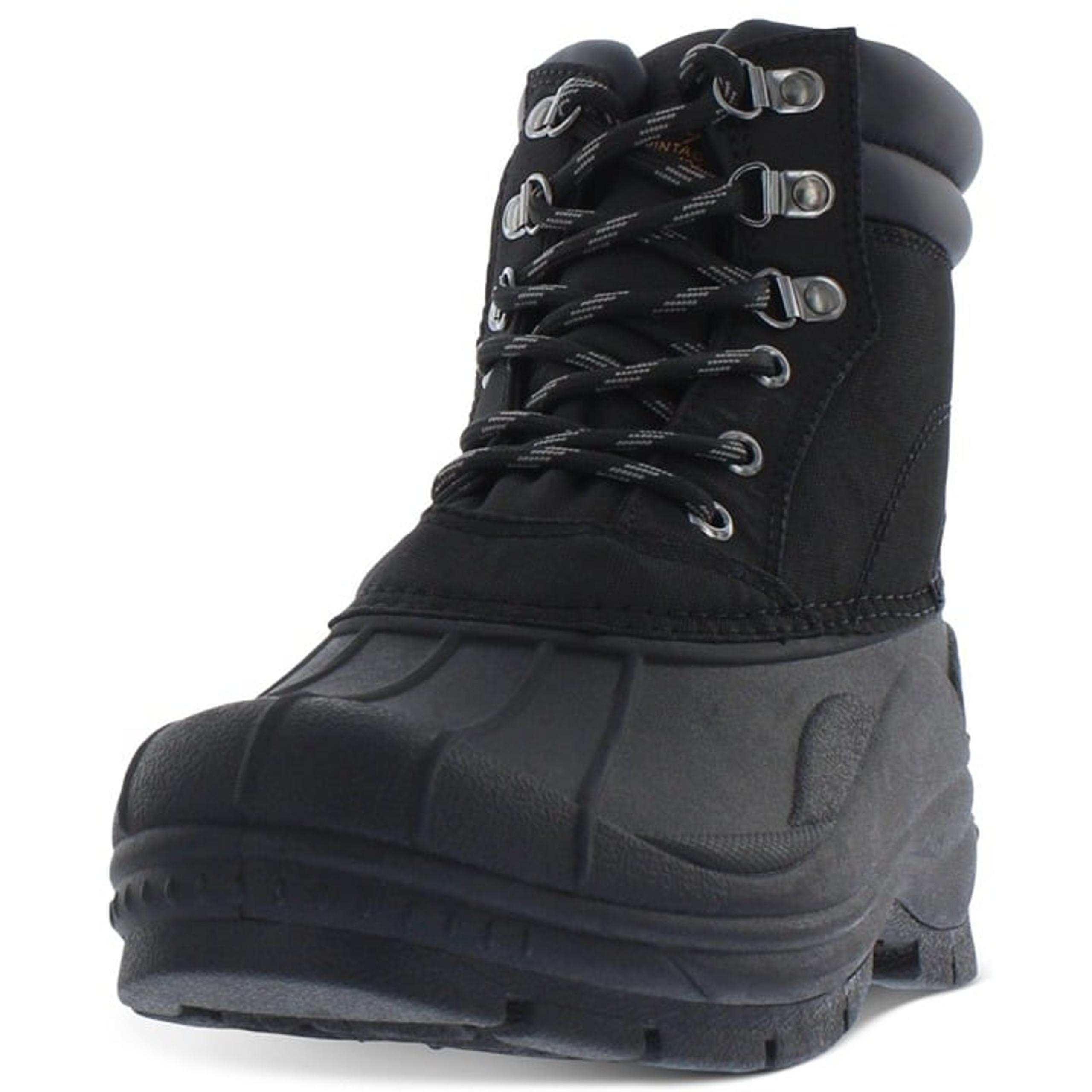 Weatherproof Mens Black Waterproof Round Toe Platform Lace-up Duck Boots, Size 9