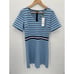 DRAPER JAMES NWT Blue Stripe Ponte A-line V Neck Dress // M