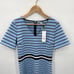 DRAPER JAMES NWT Blue Stripe Ponte A-line V Neck Dress // M