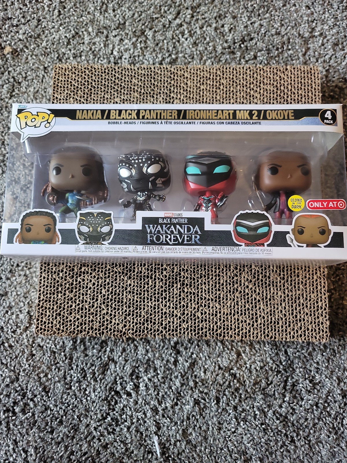 Black Panther Wakanda Forever Funko set of 4 glow in the dark