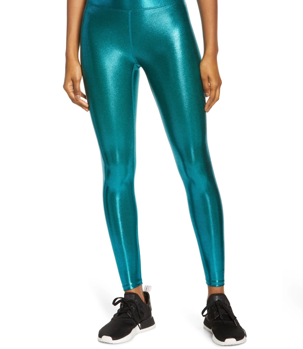 Heroine Sport Marvel leggings metallic Long Lagoon Teal Shimmer Size Medium RARE