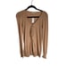NWT LOFT Women's Size Small Ruffle Pullover Sweater V-Neck Career Tan Wool Blend