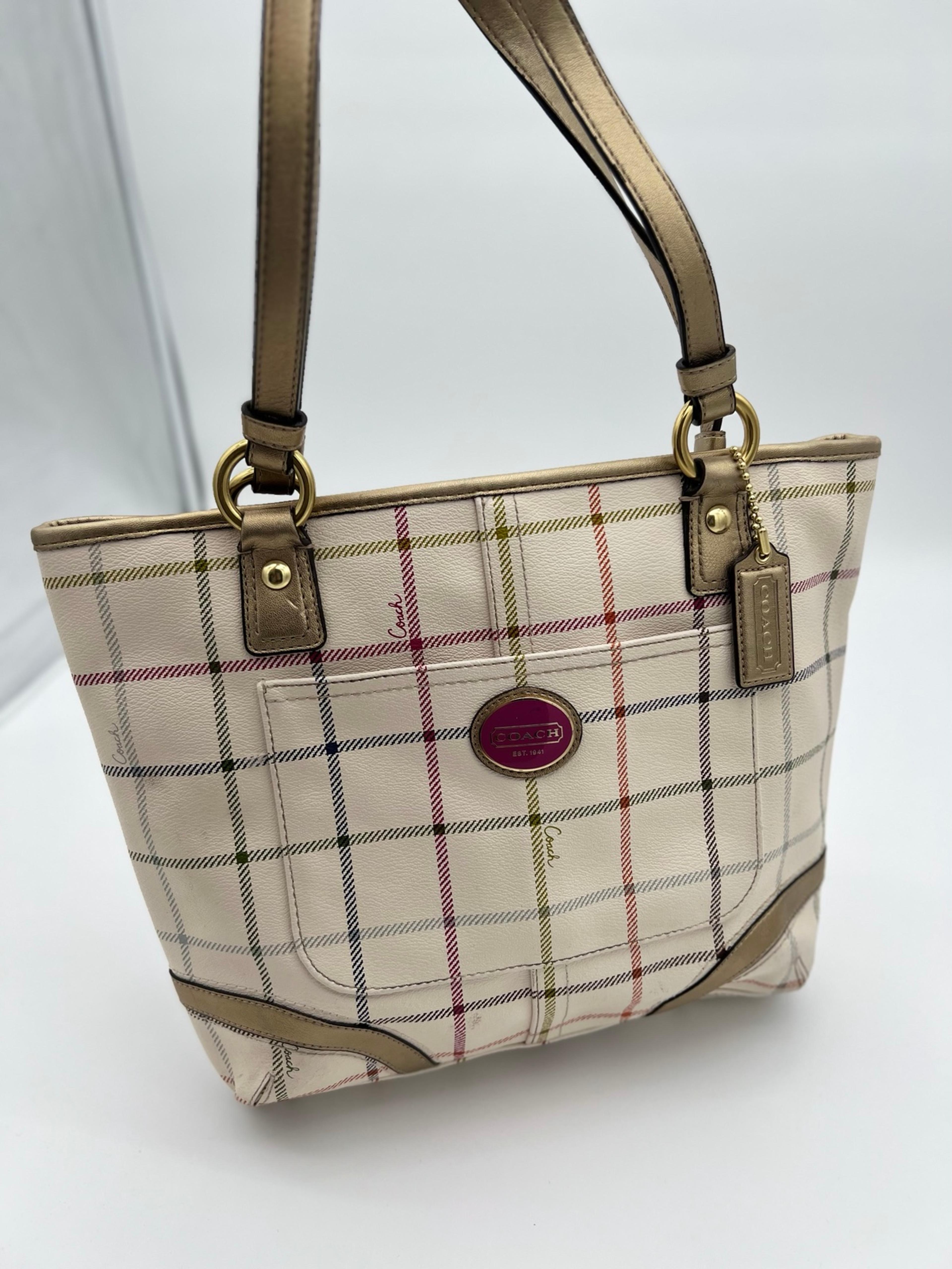 White plaid coach purse Clearance