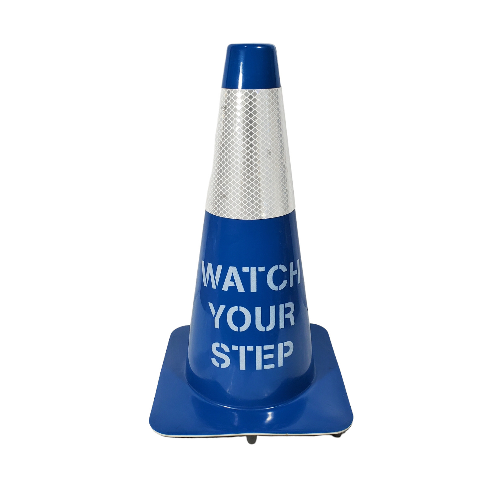 Watch Your Step Safety Cone 19 Blue Reflective Rubber Wet-Floors Stairs Curb
