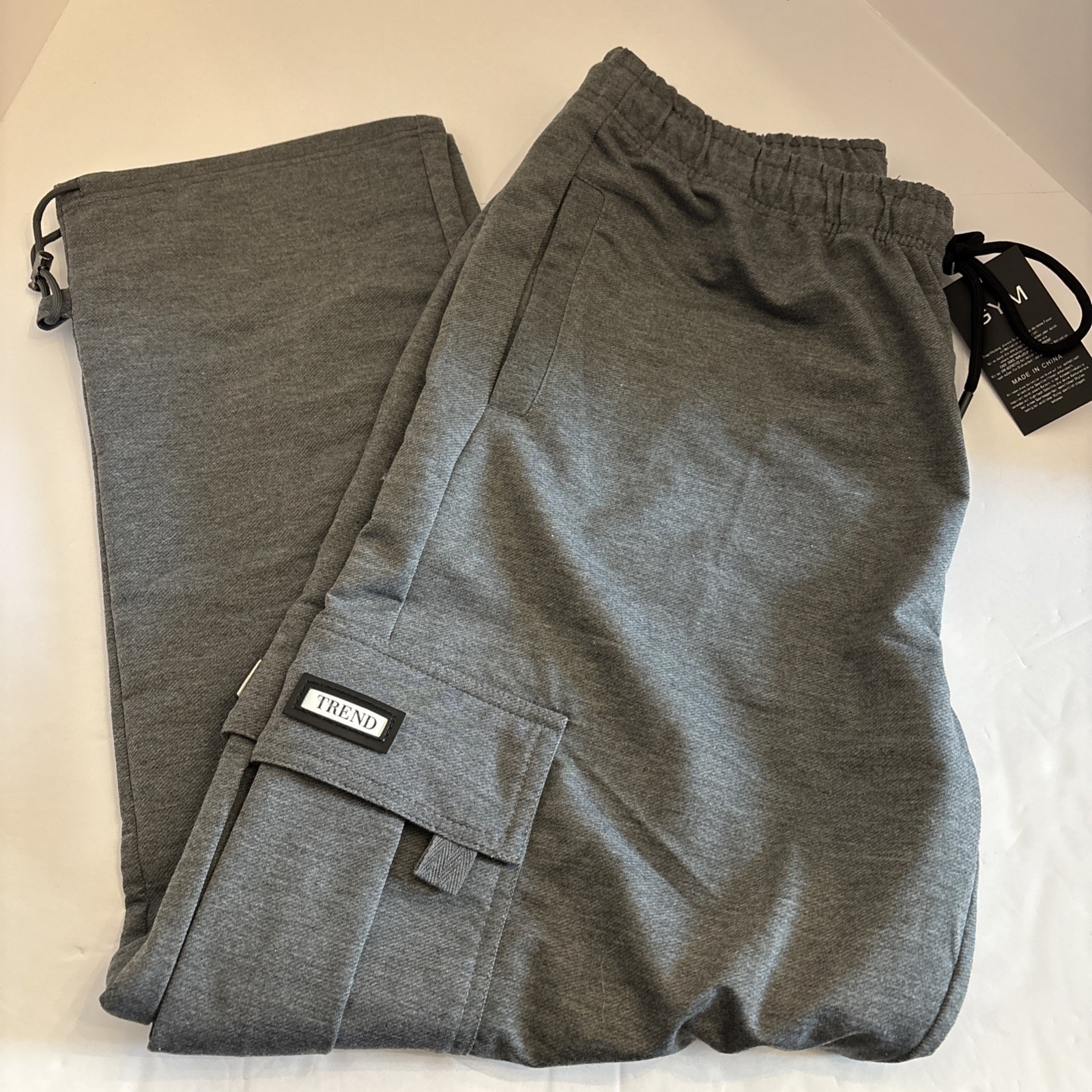 GymBullFight Men's Cargo Sweatpants Loose Fit Joggers W/Pockets Open Bottom Draw