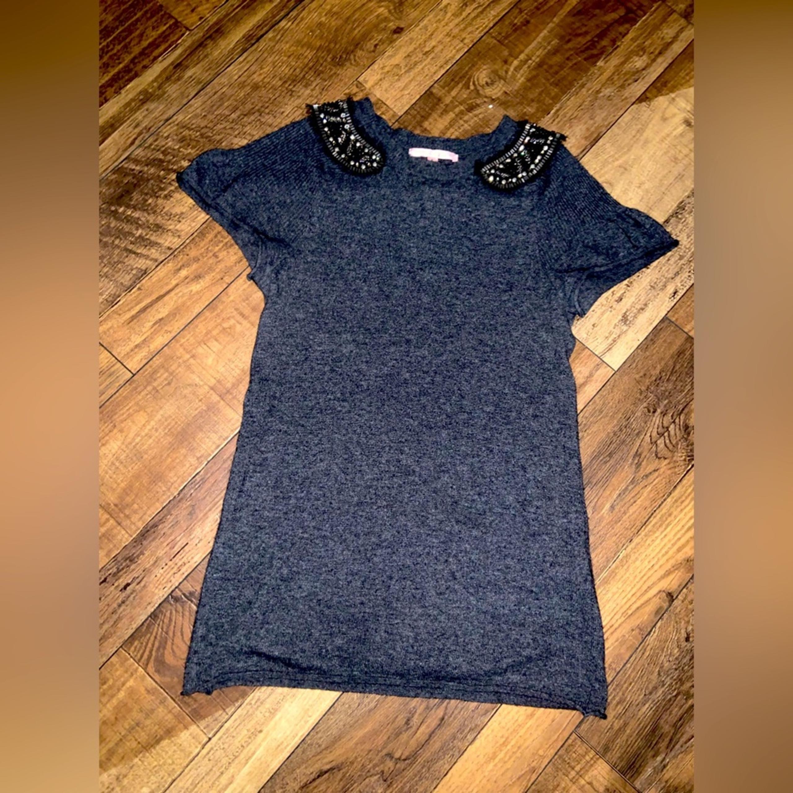 Angora cashmere blend Rebecca Taylor beaded collar sweater Small $205