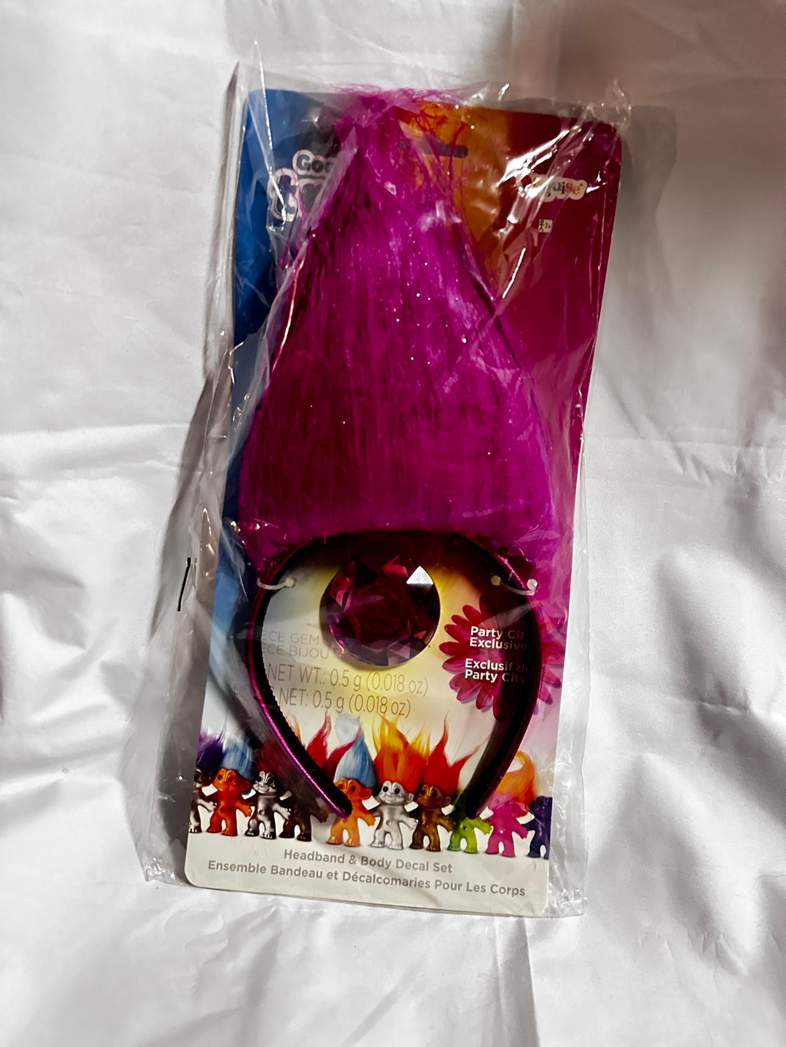 Hot Pink Troll Hair Headband and Body Gem Brand New!