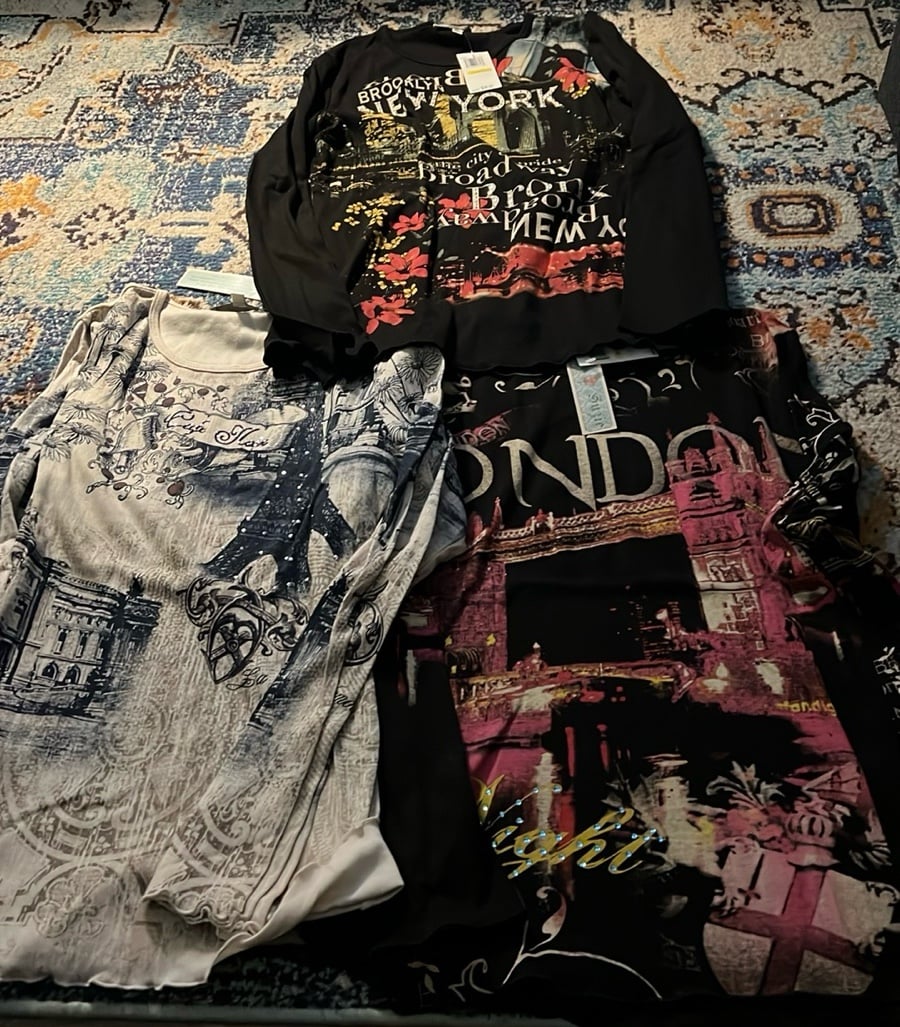 Paris, London & France graphic long sleeve tshirt collection. M. All NWT.
