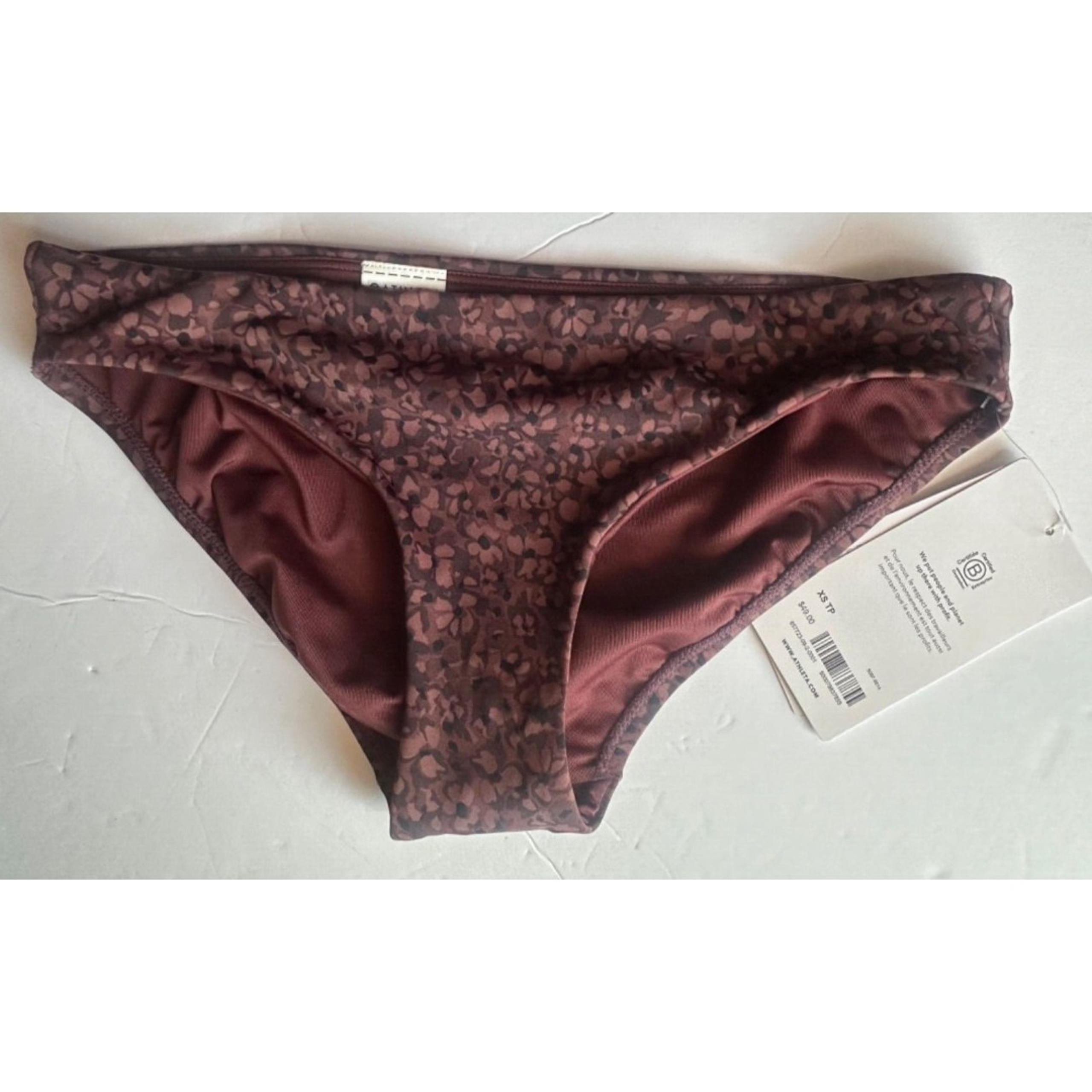 Athleta Clean Bikini Bottom Camo Flora Decadent Chocolate XS