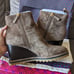 Tory Burch SUEDE LOGO LUG SOLE WEDGE BOOT 428 size 11