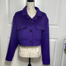 House Of Harlow 1960 Wool Blend Purple Crop Jacket sz S NWOT B90488pme
