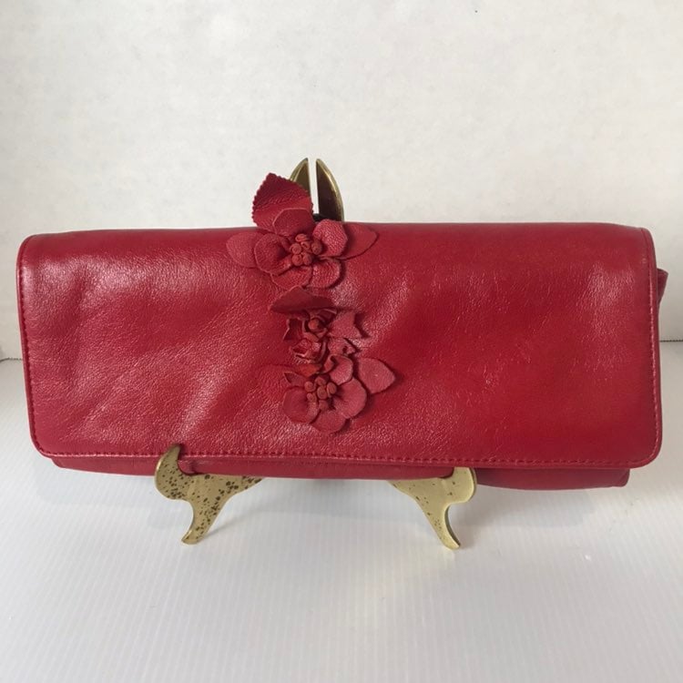 TOSCA BLU Red Leather Clutch Bag Italy