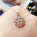 Natural Fire Opal Flower Pendant Necklace 3x5mm Rose Gold Sterling Silver Opal