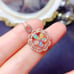 Natural Fire Opal Flower Pendant Necklace 3x5mm Rose Gold Sterling Silver Opal