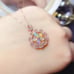 Natural Fire Opal Flower Pendant Necklace 3x5mm Rose Gold Sterling Silver Opal