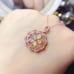 Natural Fire Opal Flower Pendant Necklace 3x5mm Rose Gold Sterling Silver Opal