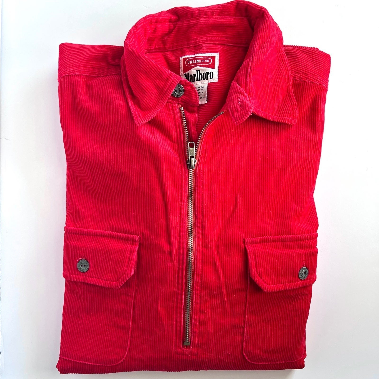 Vintage 1995 Marlboro Corduroy Half Zip Long Sleeve *New*