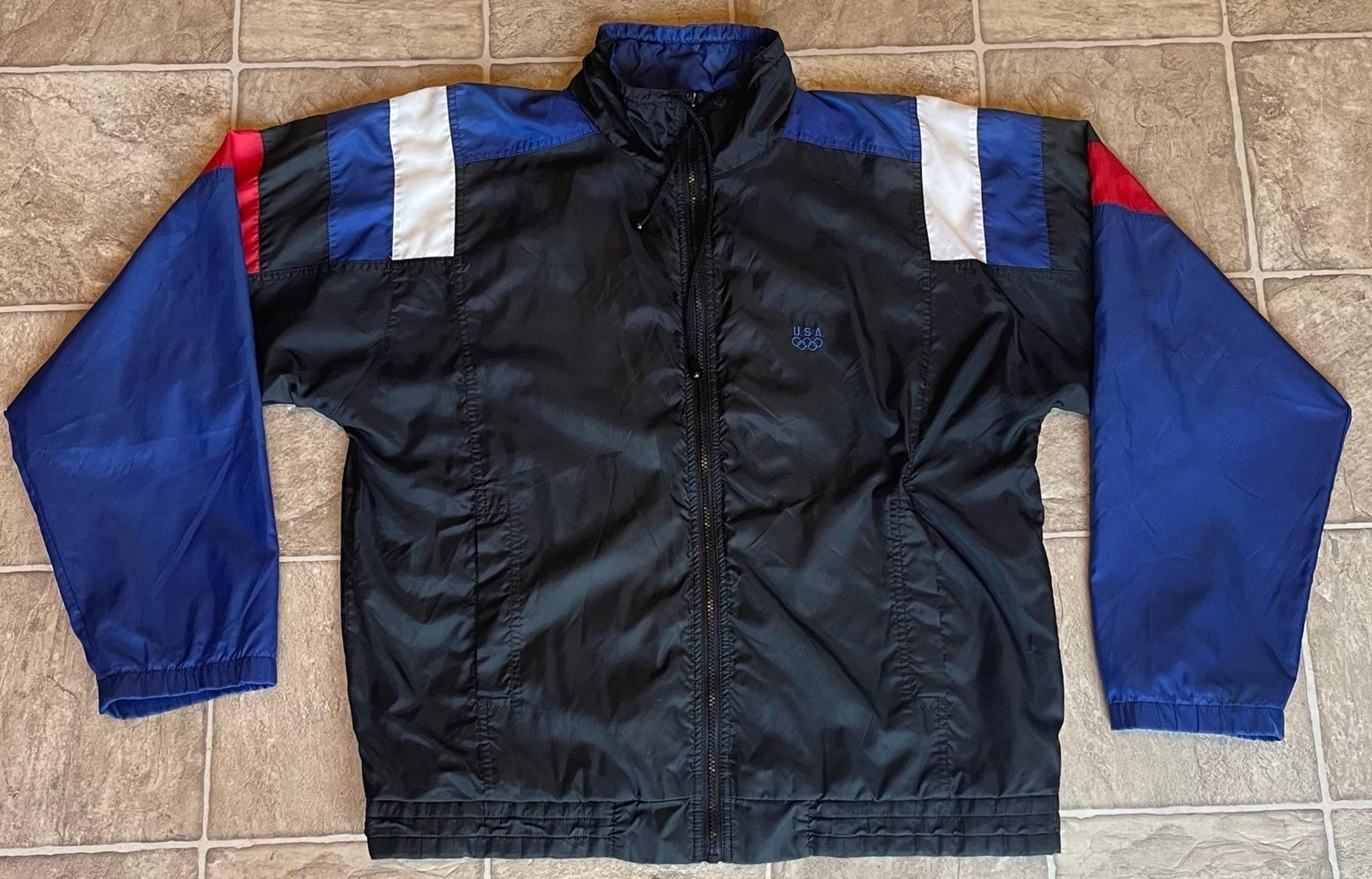 Vintage 90s JC Penny USA Olympics Windbreaker; Mens M; Black; Nylon