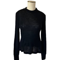 T Alexander Wang Wool Ribbed Pullover Sweater Size M Zipper Shoulder Black Edgy