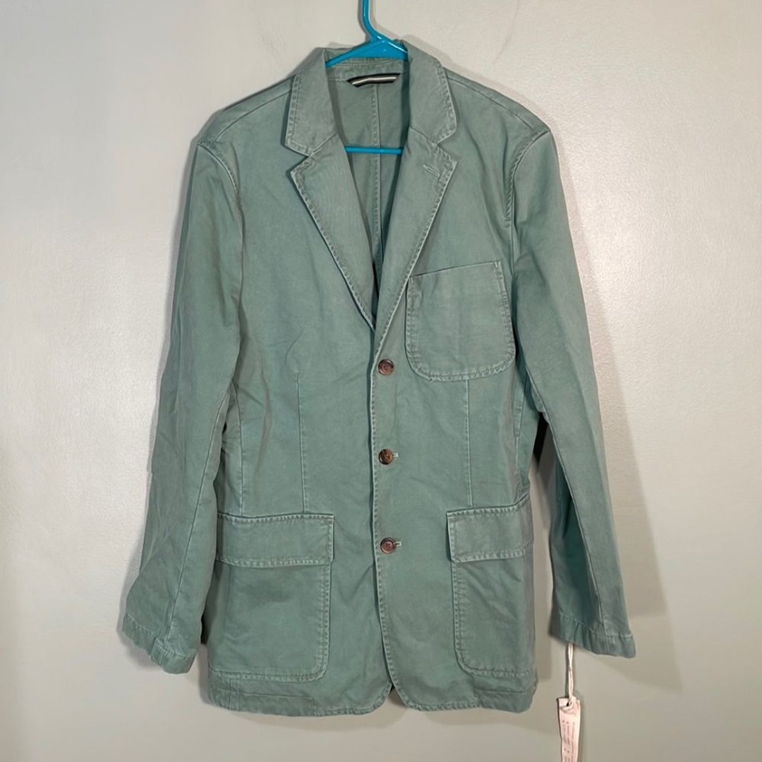 J. Crew Broken-in Three Button Chino Jacket Blazer Green Men's Small NWT Y2K
