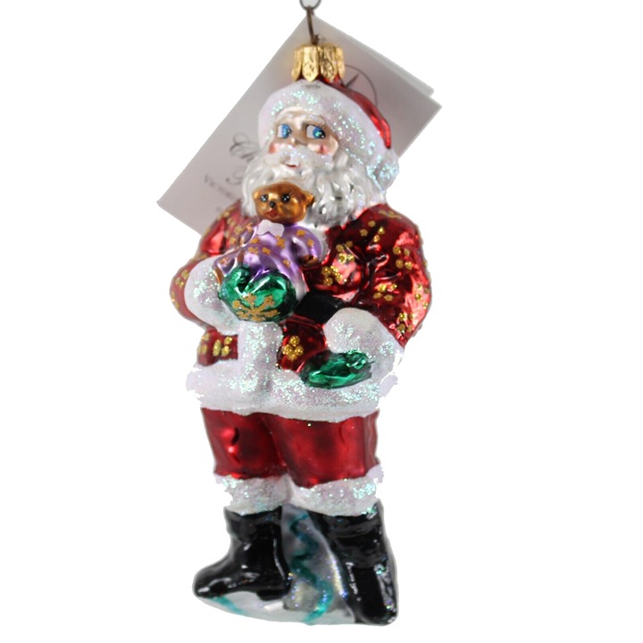 Christopher Radko Victorian Santa Claus W Teddy Cracker Blown Glass 5 Ornament