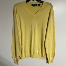 BOBBY JONES Collection Lightweight Mens V Neck Size M Silk Cashmere Blend Yellow