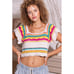 POL Crochet Crop Top Rainbow Striped Boho Festival Square Neck Summer Top Size M