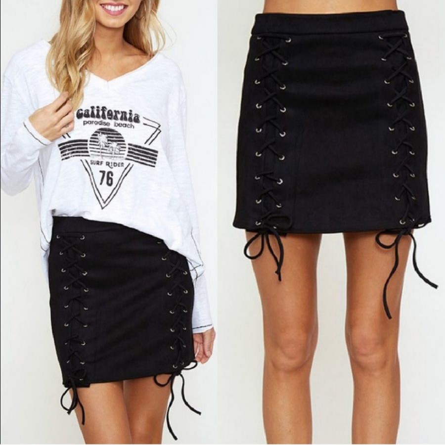 Lace Up Mini Skirt