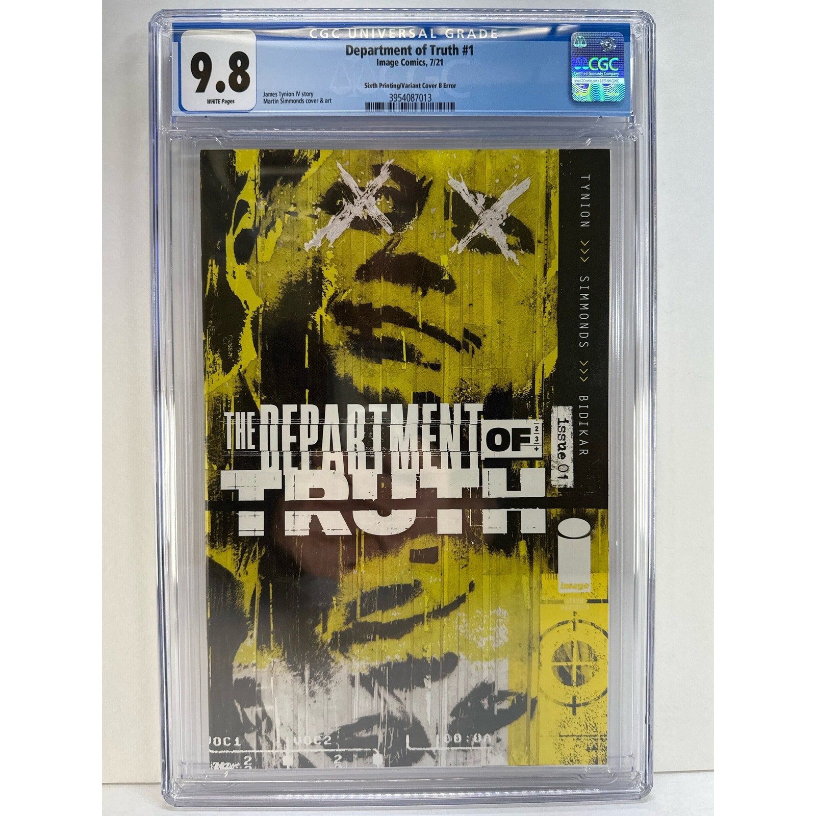 Department of Truth #1: 6th-printing Variant B Error. High-Grade 9.8 CGC : JFK