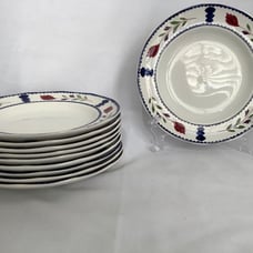 Vintage Adams Lancaster 8-inch Salad Plates SET OF 10 Real English Ironstone