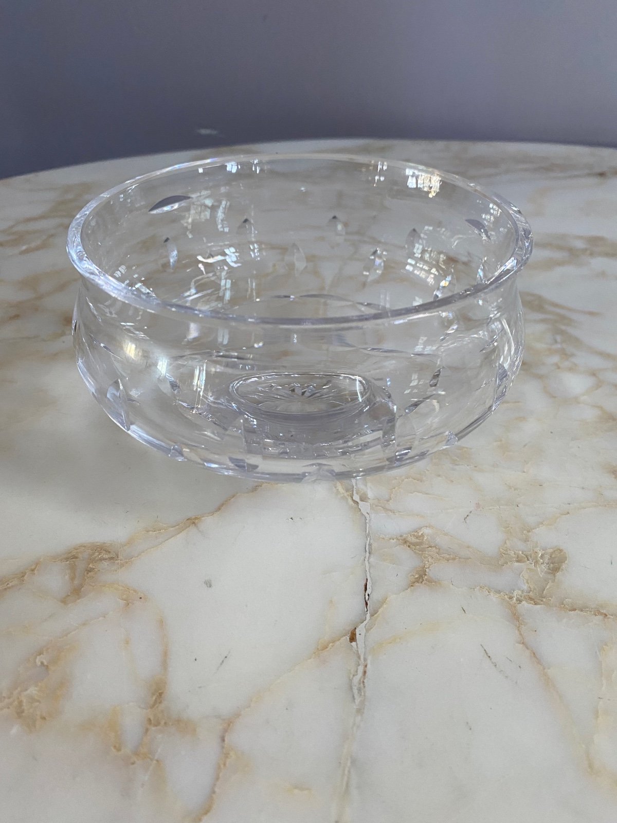Vintage 5” lead crystal cut glass footed bowl. Pristine condition.