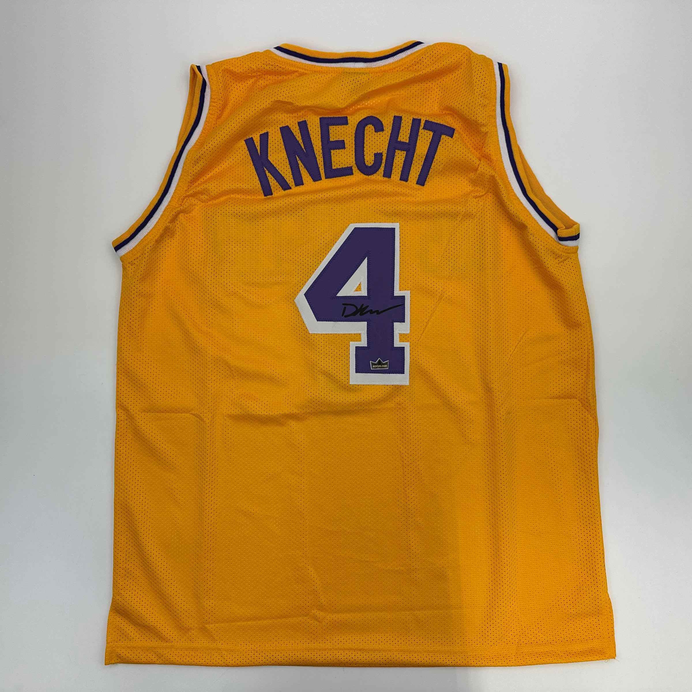 Facsimile Autographed Dalton Knecht Los Angeles LA Yellow Auto Jersey Size Men