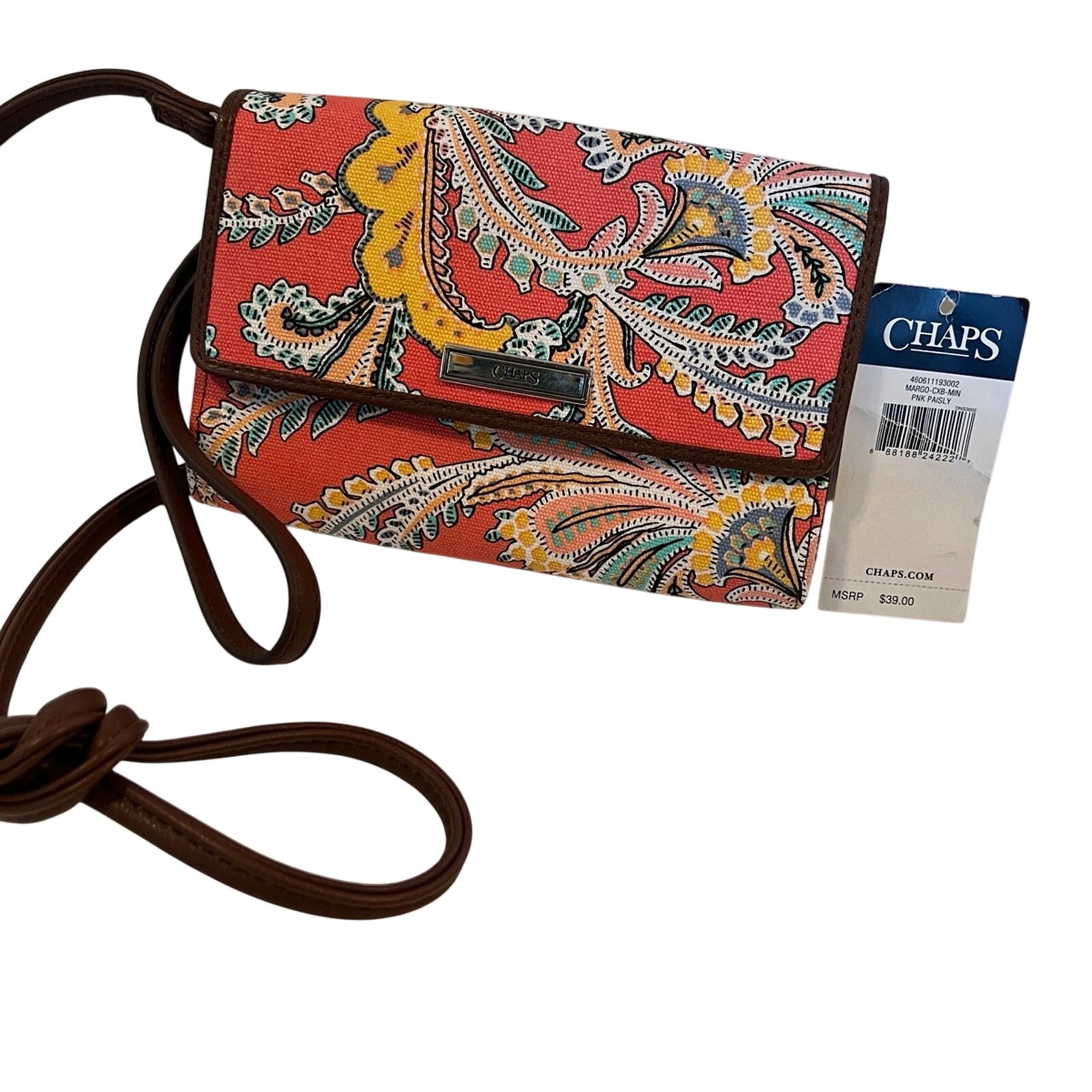 Chaps wristlet crossbody floral canvas bag, New with Tags