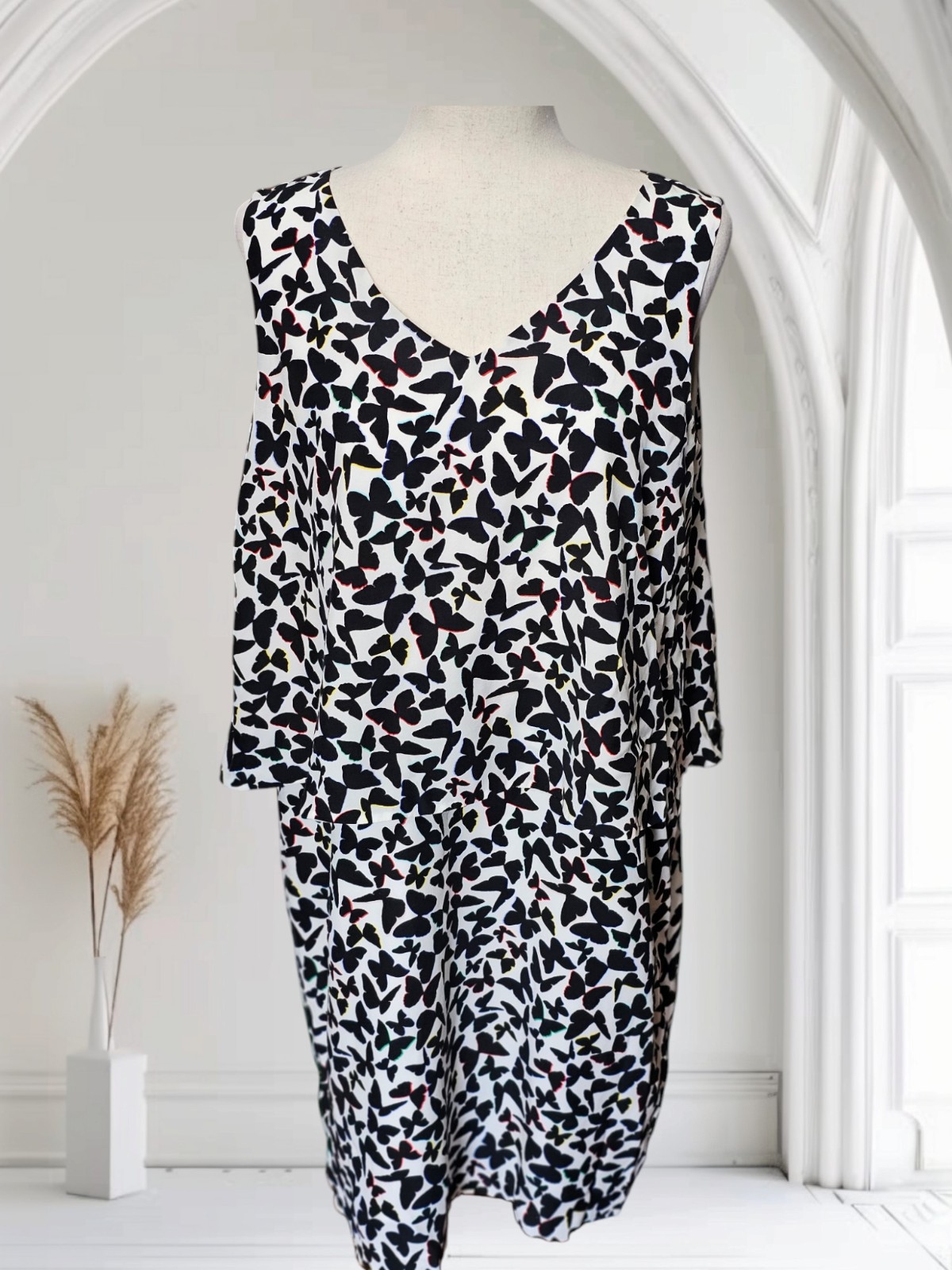 KATE SPADE NEW YORK 368 'Butterfly' Double Layer SILK Blend Dress