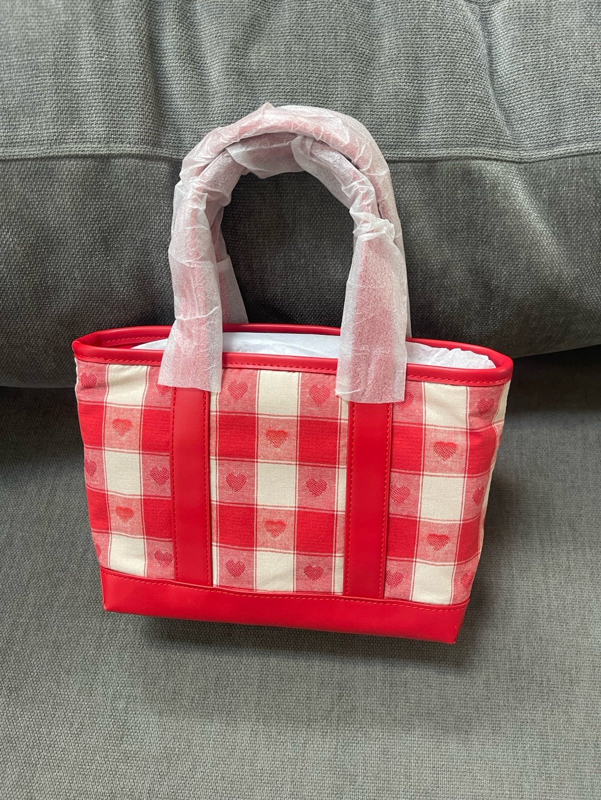 Stoney Clover Lane Red Heart Check Amore Mini Tote