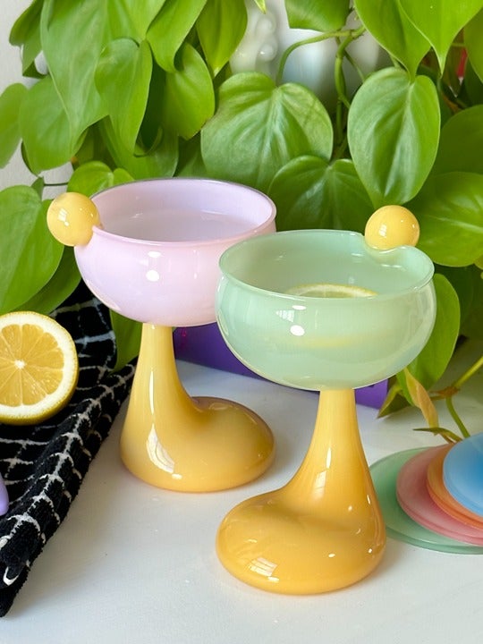 Funky Cocktail Glasses | Colorful Coupe Glass | Green