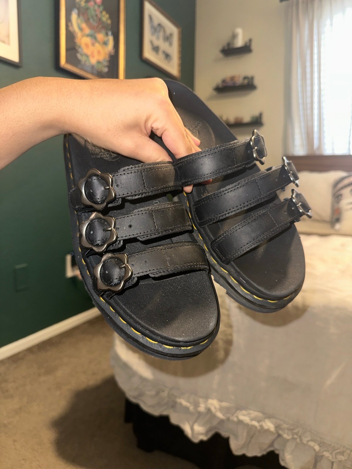Dr. Martens Blaire Flower Buckle Leather Slide Sandal