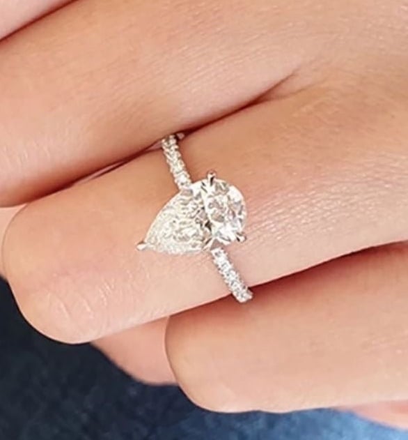 *SALE* 3CT Pear cut sapphire Engagement Ring Size 4,5,6,7,8,9