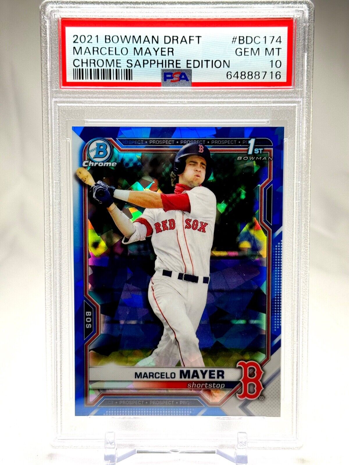 2021 BOWMAN CHROME DRAFT SAPPHIRE MARCELO MAYER 1ST BOWMAN PSA 10 GEM MINT RC