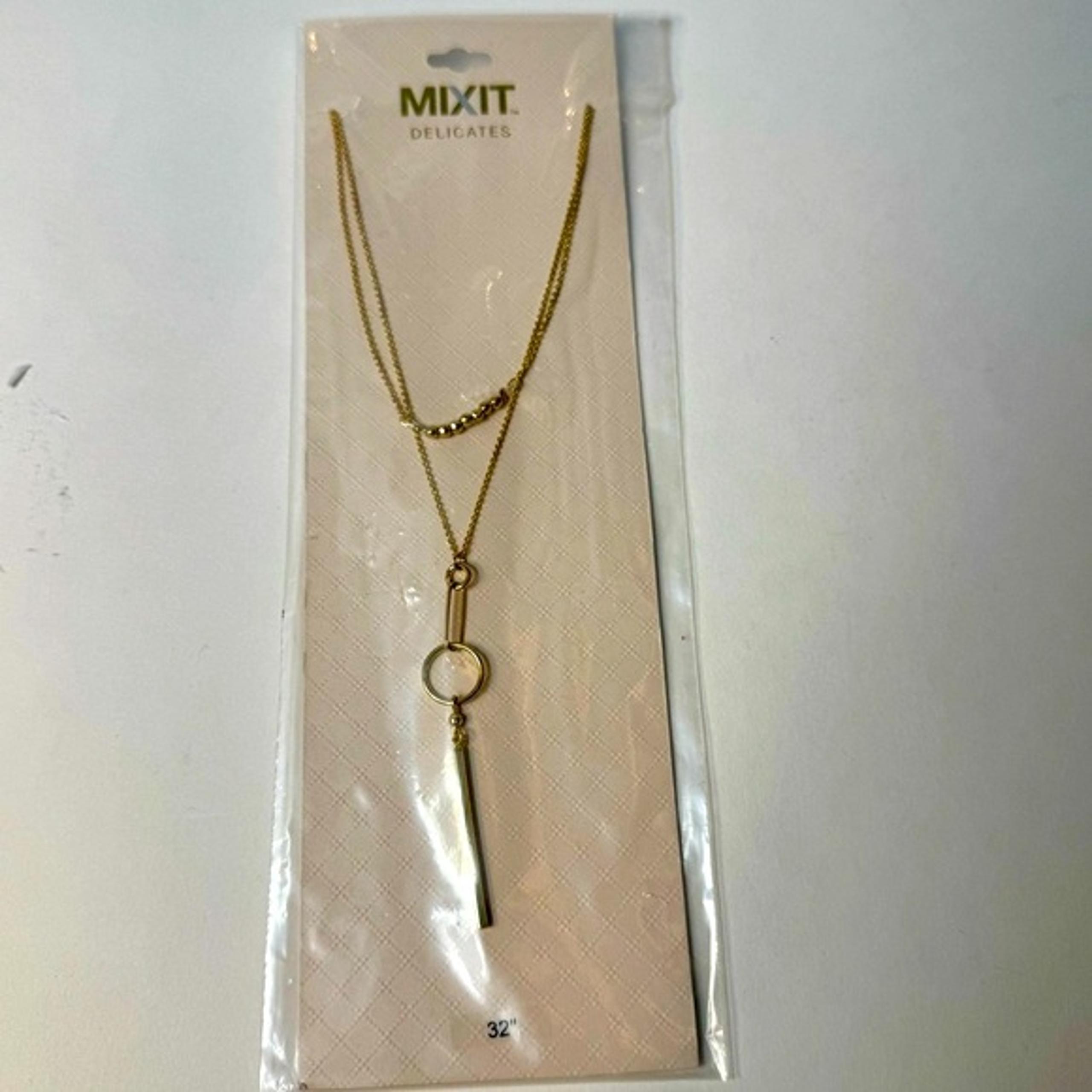NWT. Mixit Gold tone Pendant double layer Necklace