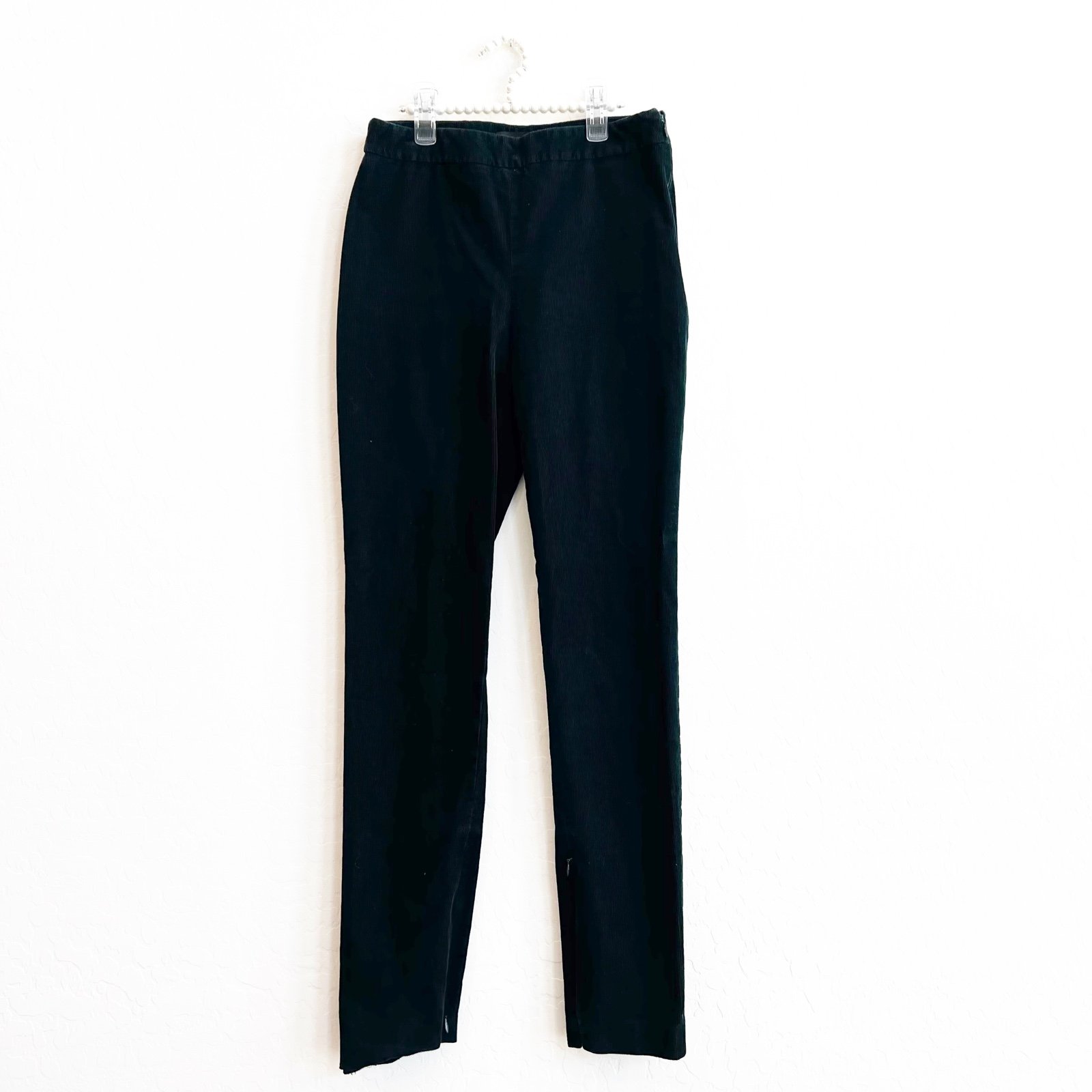 Theory Women's Oslo Corduroy Ankle Zip Skinny Legging Pants Emerald Green 2