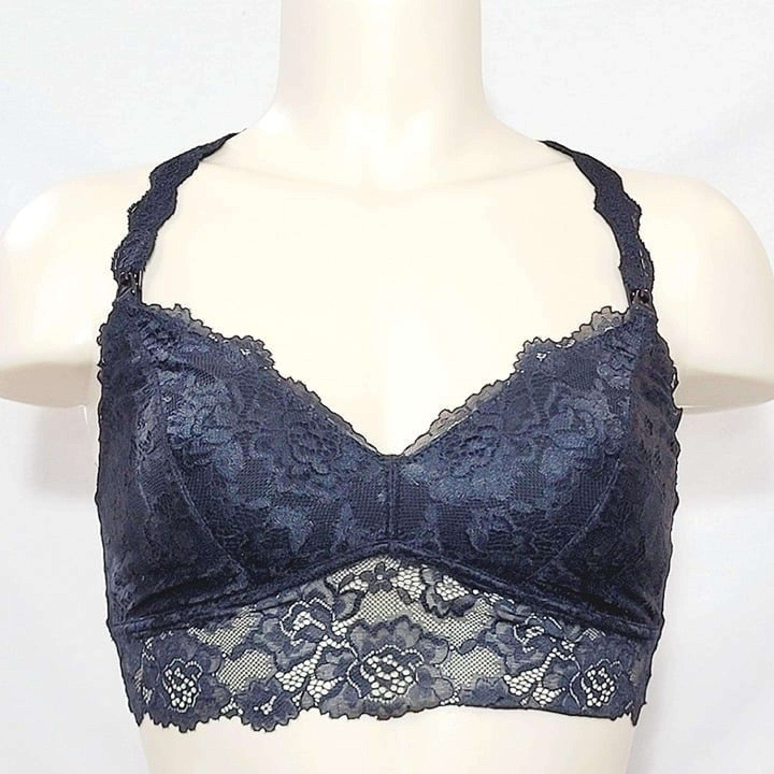 MEDIUM Gilligan & O'Malley Lace Pullover Nursing Wire Free Bralette Black NWT
