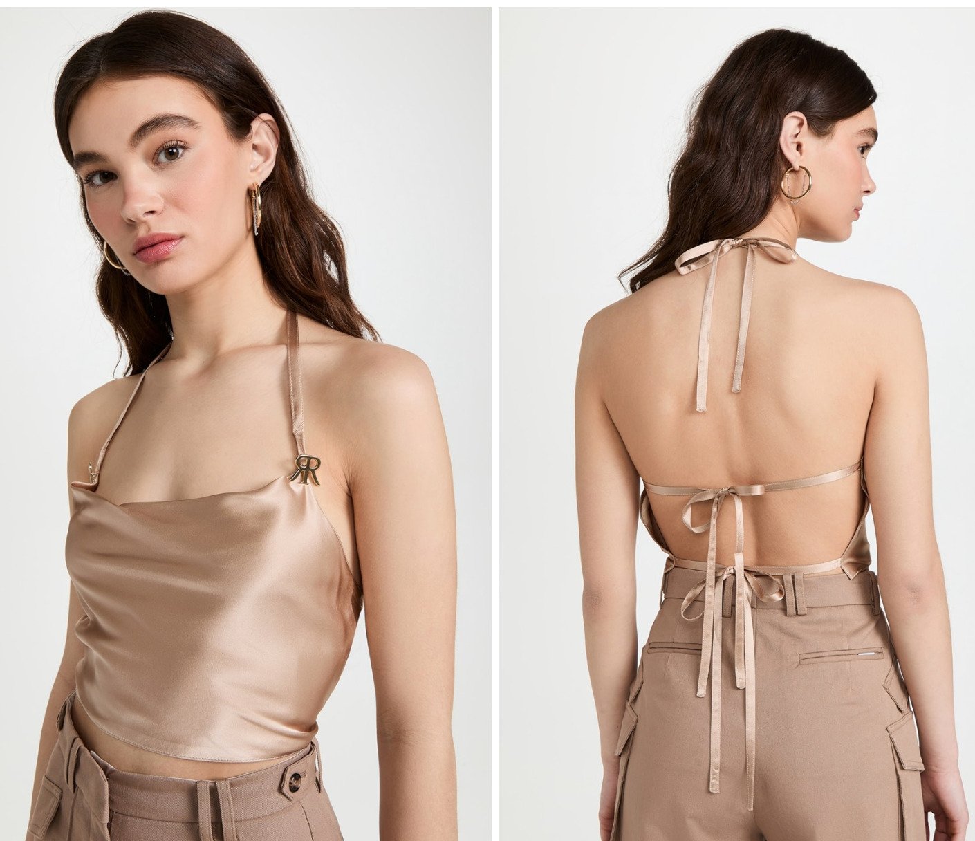 NWT ROKH Emblem Detailed Button Halter Top FR 40 /US 8