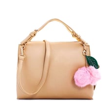 Fashion Pompom Gold Bag With Pink Ball
