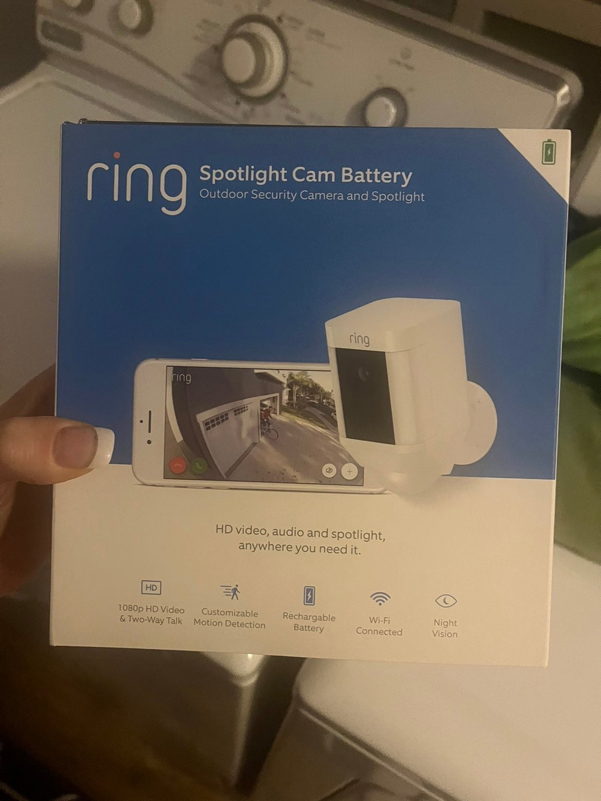 Ring Spotlight Indoor/Outdoor 1080p Wi-Fi Wireless Security Camera White NEW