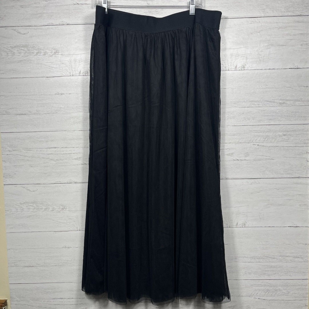Boden womens black tulle midi skirt size 20/22 NEW flowy comfort slip on