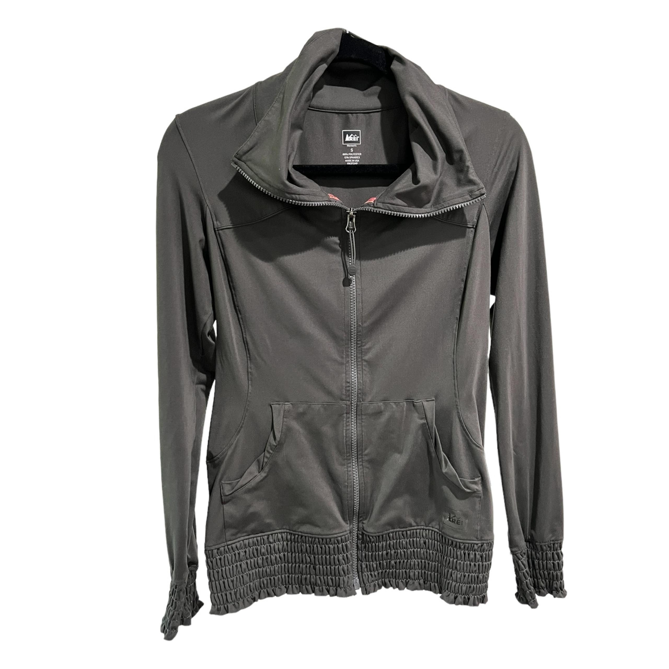 REI Zip-Up Feminine Ruched Jacket Women Size S Activewear Athleisure Stretch