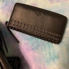 Coach Black Grommet Accordion Wallet