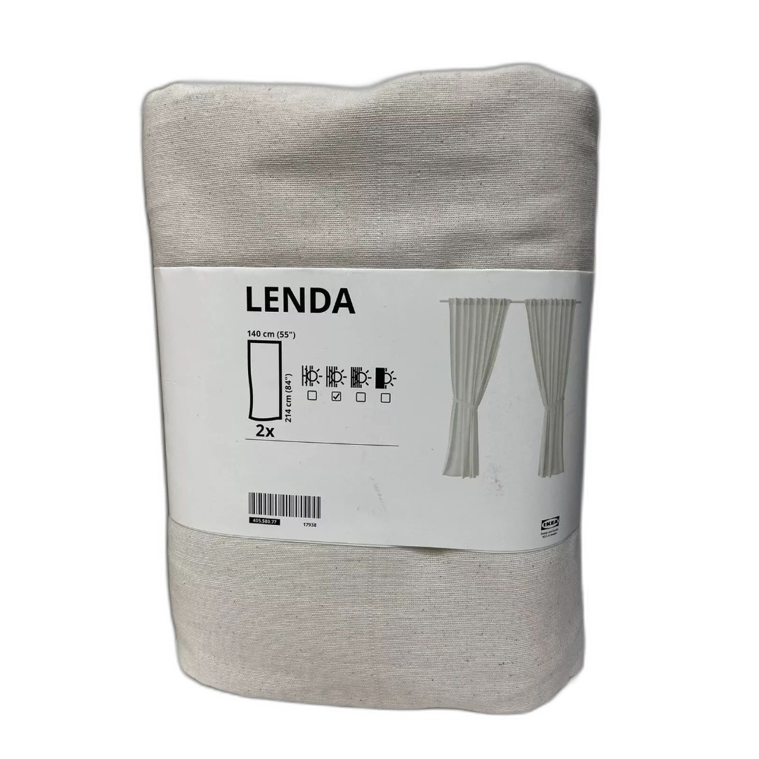 New Ikea LENDA Curtains 2 Panels (1 pair) 100% Cotton 55 x 84 Light Tan Cream